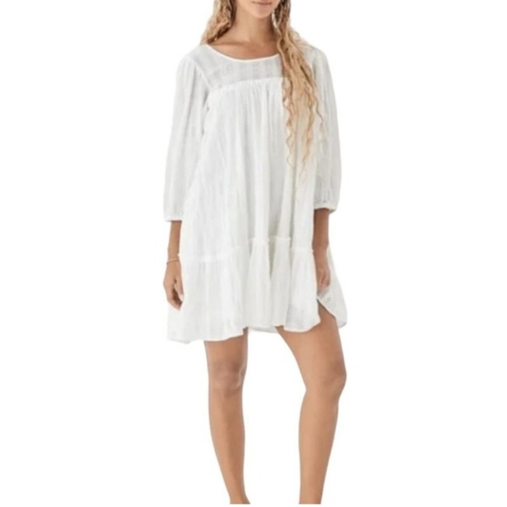 American Eagle Outfitters White Cotton Ruffled Boho Babydoll Dress – Size M